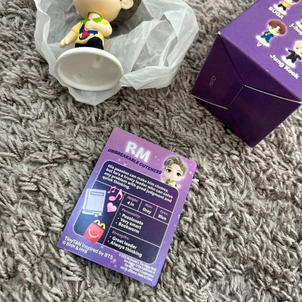 McDonalds Happy Meal TinyTAN BTS RM Figure with Box and Card 2024